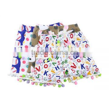 Hot sale kinds of baby shorts with beautiful printed designs wholeasale boutique children's clothing