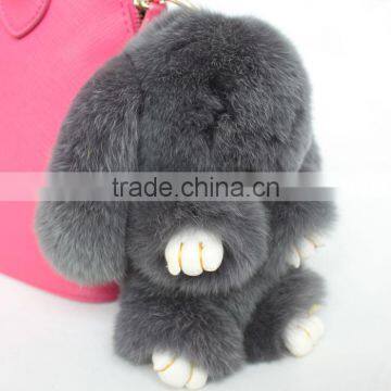 Myfur Dark Grey Cute Rabbit Fur Made Rabbit Bag Accessory Pendant photo-2