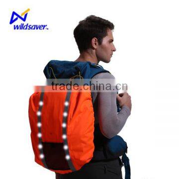 40L waterproof high visibility reflective backpack cover with led