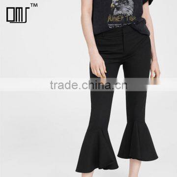 New in fashionable black cropped bell-bottom pants for women