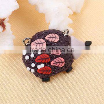 Polymer Clay Pendants Hedgehog Coffee Red Leaf