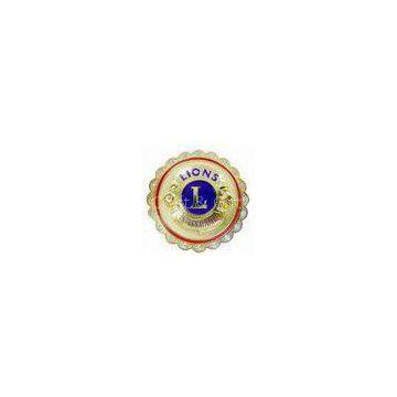 Souvenir Lions logo metal pin badges, with filling colors and gold finish and yellow ropes