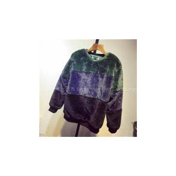 Men Faux Fur Sweater In Patchwork Colors