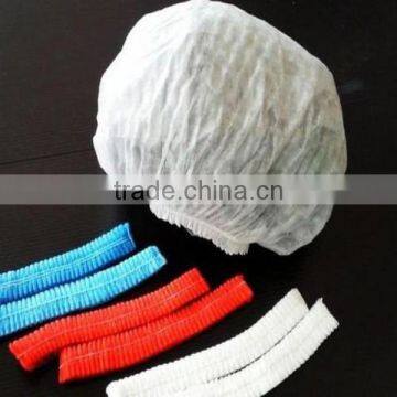 Plastic high quality bouffant cap food industrial disposable nonwoven pp fabric clip cap/hair net