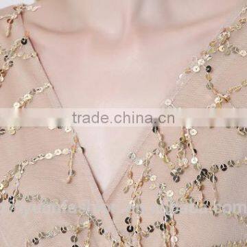 New Long Sleeves Deep V Sexy Dress Net Yarn Tassel Sequins Skirt Summer photo-5