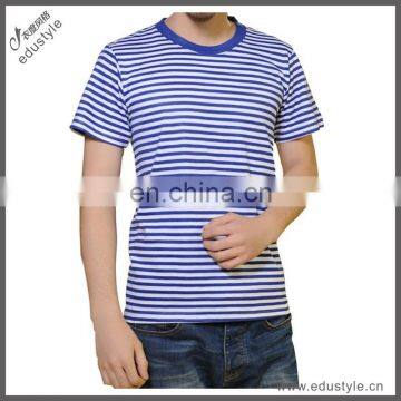 Men's round neck stripe T-shirt wholrsale price factory directly