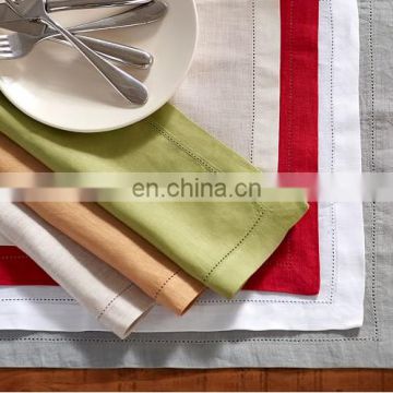 high quality hemstitched linen napkins/linen place mat in solid colors