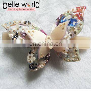 Fashion colorful acetate cellulose rhinestone barrette clip