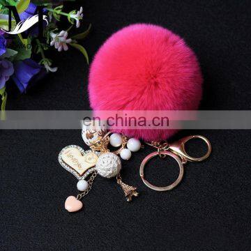 2016 China Promotional Bag Charm Genuine Rabbit Fur Copenhagen Rabbit Pendant Handmade Bunny Accessory