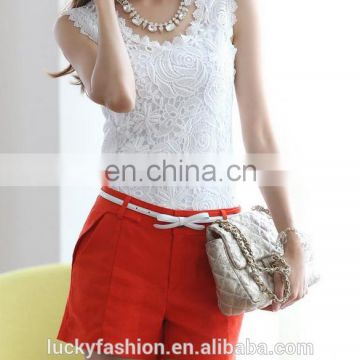 2016 Summer Women Blouse Lace Vintage Sleeveless White Renda Crochet Casual Shirts Plus Size