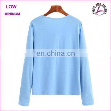 Women Blank Cotton v Neck Long Sleeve t Shirt Wholesale Tshirts photo-2