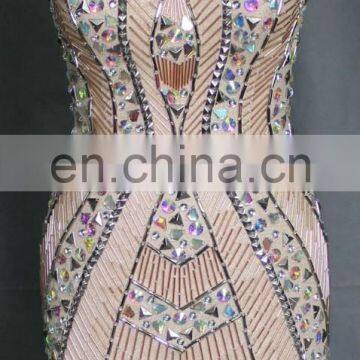 Latest Factory Directly Supply Champagne Sweetheart Beaded Samples of Cocktail Dress photo-3