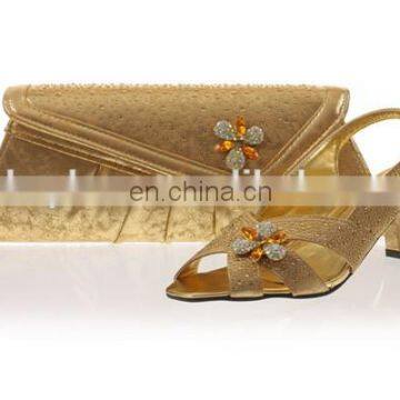 2014 hot selling gold ladies shoes and matching bags