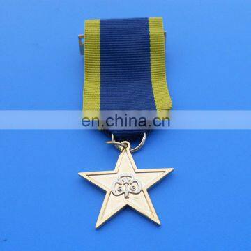 Star shape Russia embossed logo short ribbon medals