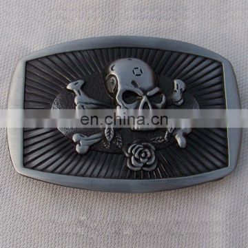 antique finished rectangle metal skulls belt buckle