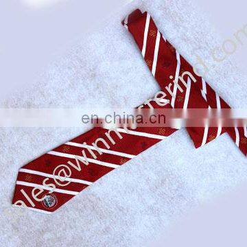 Red and white with masonic logo tie