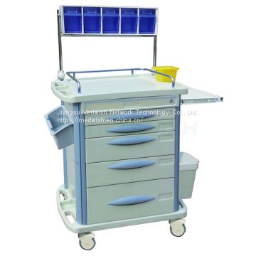 AG-AT007B3 Hospital Medical Device Storage Carts ABS Anesthesia Trolley With Wheels