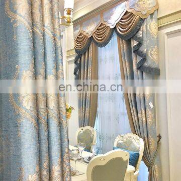 Luxury European cotton linen jacquard blackout curtain