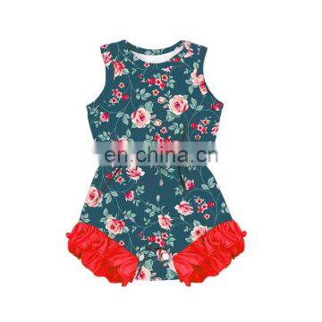 Floral Pattern Blooming Sunflower Black and White Stripe Printing Toddlers Soft Newborn Bodysuit Ruffle Girl Romper photo-3