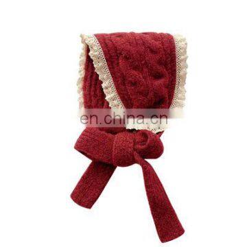 Autumn and Winter New Girls Long Scarf Cute Twist Knitted Lace Children's Hairband Warm Wool Hat photo-6