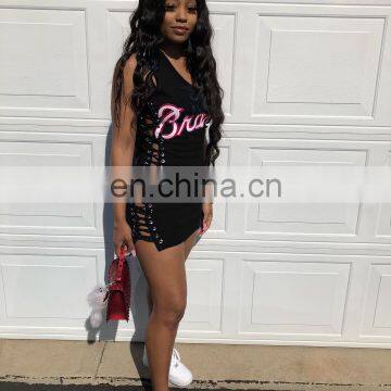 2020 New Arrivals Women Sexy Club Dresses Ladies Letter Printed Mini Party Dresses Women Summer Dresses photo-7