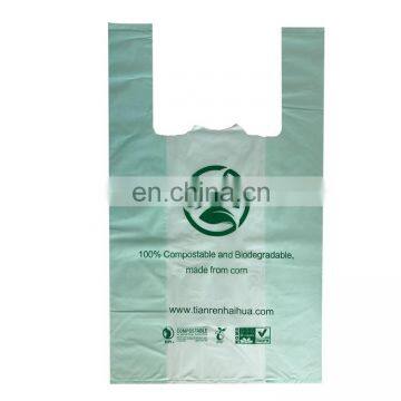 China factory 100% biodegradable PLA  Corn starch PBAT t shirt shopping bag