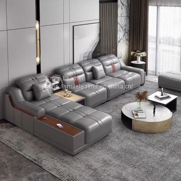 grey leather sofa