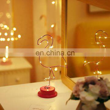 LED Metal Art Flamingo Shape Copper Wire Lights Decoration Lights