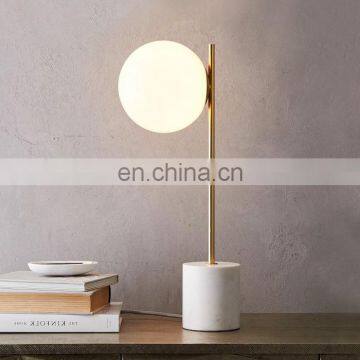 Modern Marble Base Gold Metal Glass Ball Restaurant Table Lamp photo-2