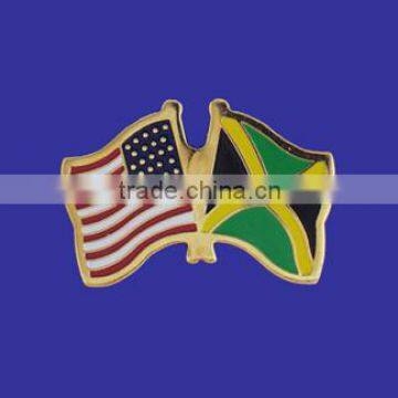 Custom design high quality cloisonne hard enamel filled USA Jamaica World Flag Lapel Pin