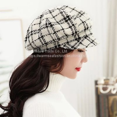 velvet thick duck tongue octagonal hat fashion wild Korean version of the middle-aged and elderly beret