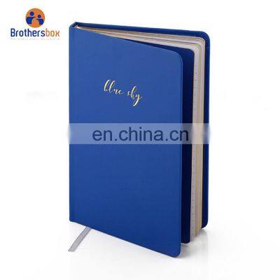 china products custom bule leather notebook agenda diary journal stationary planner notebook a4 school