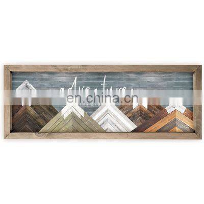 Custom OEM ODM Adventure Awaits Wood Rustic Style Wall Decor Sign With Frame