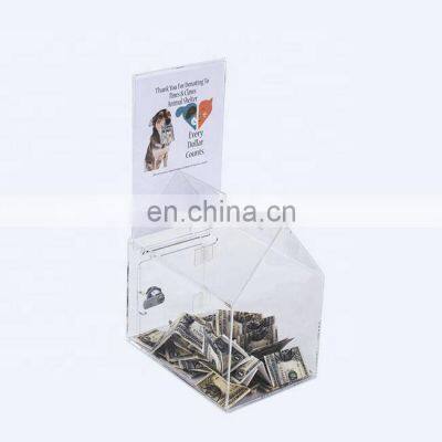 Locking Acrylic Fundraising Donation Coin Box Container with Cam Lock  Keys