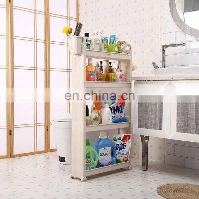 Amazon Hot Sale 3 Tier Slim Storage Rack With Wheel Heavy Duty 4 Layer Slide Out Removable Gap Storage Rack Wholesaler