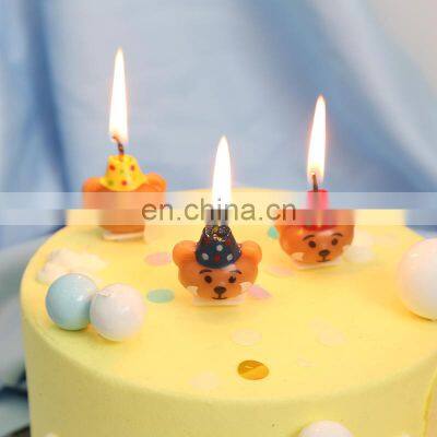 4Pcs/Pack Birthday Cake Candle Cute Hat Mini Bear Decoration Candle For Kid's Birthday Party Creative Scented Candle