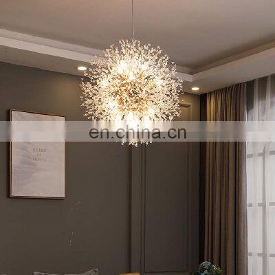 Modern Crystal Dandelion Chandelier Lighting For Living Room Dining Room Home Decoration LED Pendant Lamp