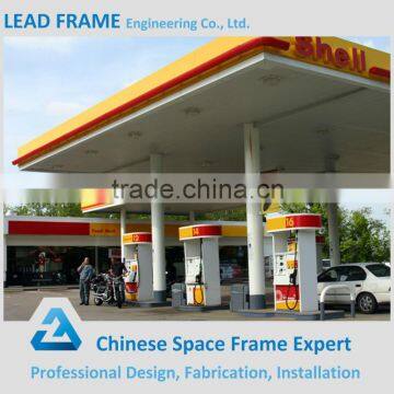 Spacious and less cost of steel structure space frame gas station canopy