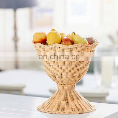 Hot Sale Wicker Rattan Woven Fruit Basket, New Arrival Handcrafted Fruit Bread Nuts Candies Tray Vietnam Supplier