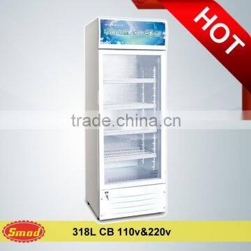 Soft beverage drinks showcase glass door display refrigerator