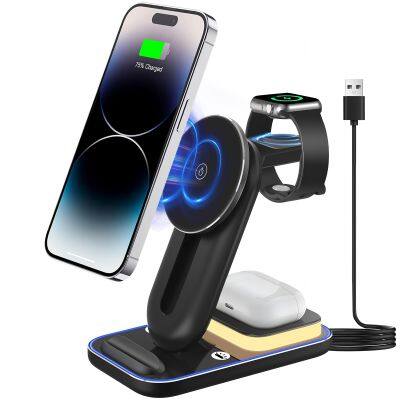 Factory Direct Price 3 in 1 with LED light Universal Fast Charging 15W Wireless Car Charger For Phone