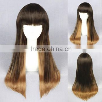 High Quality 65cm Medium Long Straight Brown Mixed Lolita Wig Synthetic Anime Wig Cosplay Hair Wig Party Wig