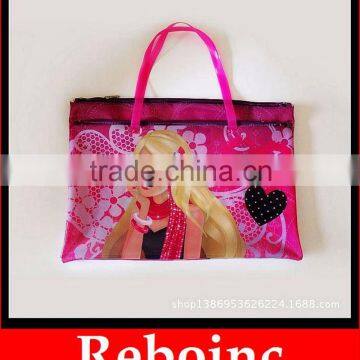 Durable environmental biodegradable transparent pvc handle bag