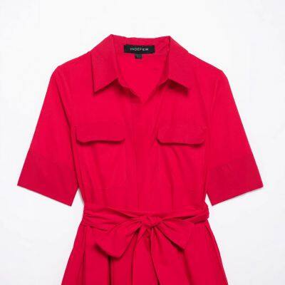 Nuevo estilo de primavera europeo y estadounidense, camisa y falda de estilo diosa con temperamento, cinturón francés para adelgazar photo-4