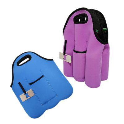 Shockproof Portable Picnic Neoprene Custom 6 Pack Bottle Wine Beer Tote Cooler Carrier Bag photo-2