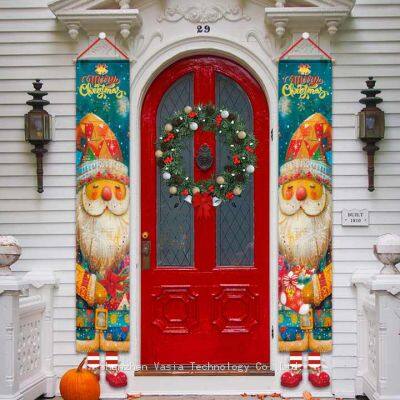 Wholesale Merry Christmas Welcome Banners Porch Door Hanging Signs Santa Snowman Indoor Outdoor Home Party Decor Bulk photo-2