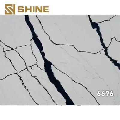 Widely Used Engineered Calacatta Quartz Artificial Stone Slab Solid Surface Polished for Hospital Mall Home Kitchen Table photo-4