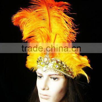 Magnificent Carnival Headdress (Orange Color) Lady Headdress With Feather photo-4