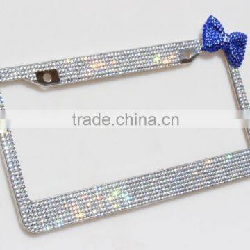 Girly Bling Rhinestone Bow Car License Plate Frame