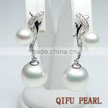 Серьги из стерлингового серебра 925 с обломковыми жемчугом размером 10 - 10,5 мм
